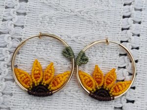 Non Pierced Macrame Sunflower